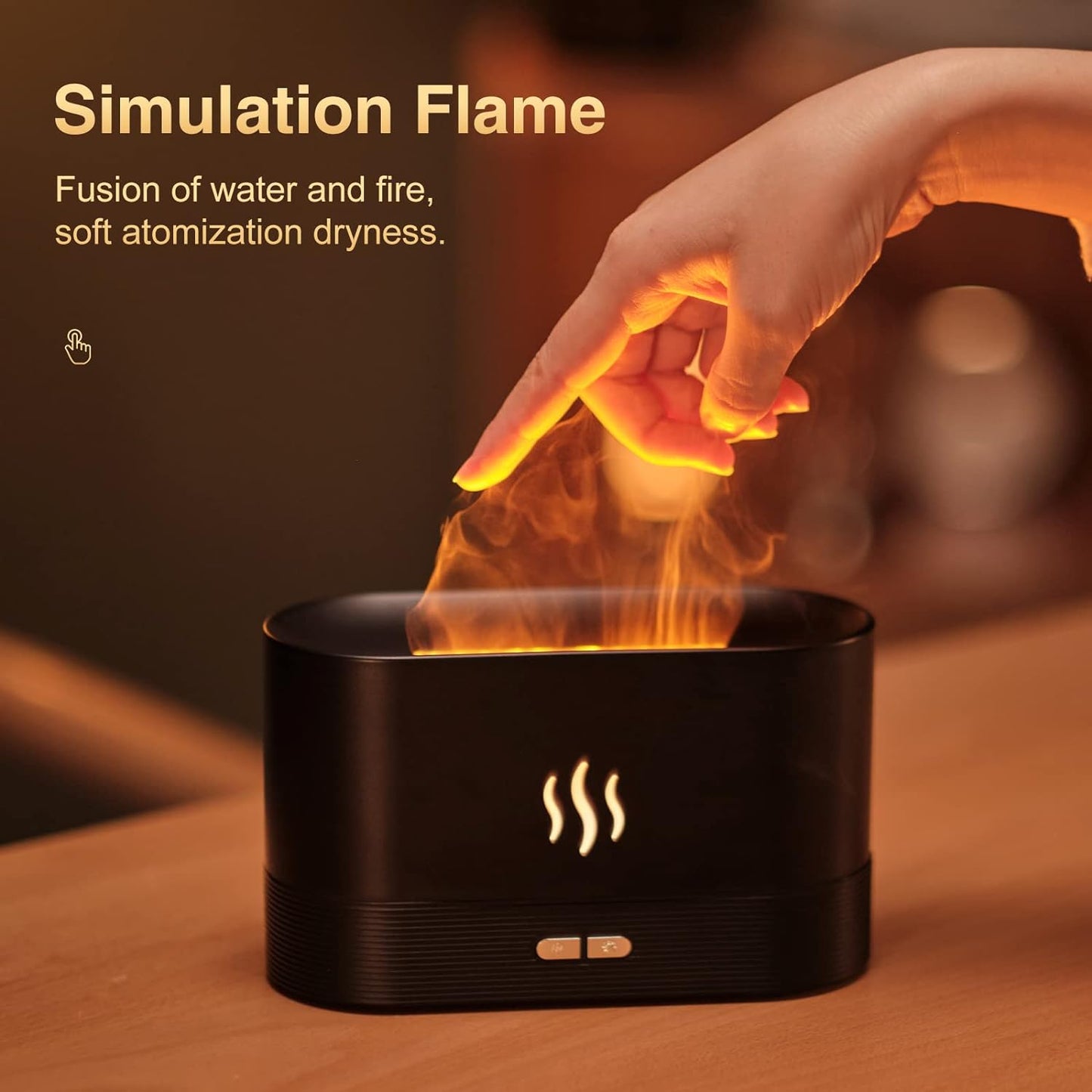 Flame Diffuser Brightness Humidifier-Auto Off Essential Oil-2 Modes