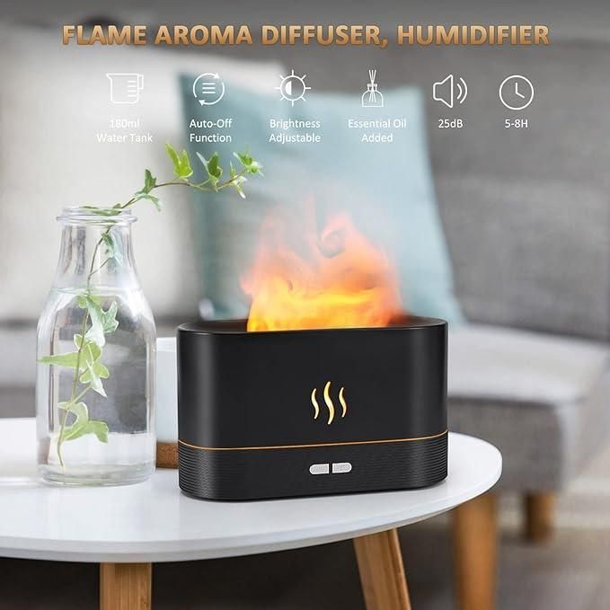 Flame Diffuser Brightness Humidifier-Auto Off Essential Oil-2 Modes